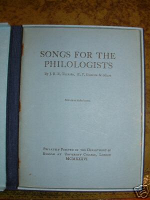 Songs for the Philologists by JRR Tolkien