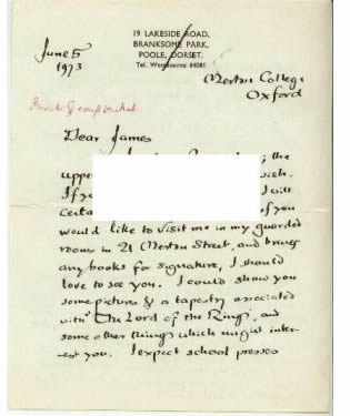 Tolkien Letter to James Murray