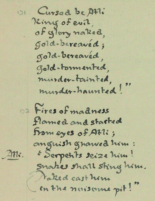 Extract from Tolkien original manuscript from Legend of Sigurd and Gudrun