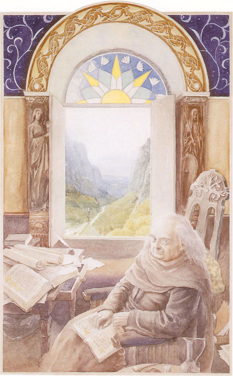 Alan Lee - The hobbit - Bilbo in Rivendell