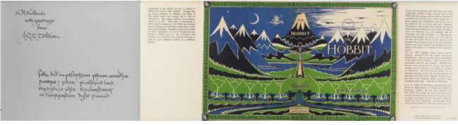 This copy shown here was not only inscribed by Tolkien to K.M. Kilbride but also had four lines of verse in Old English