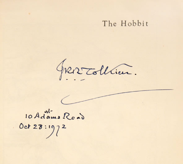 Tolkien dedicated to Jack Bennet, signed by Tolkien Oct 28 1972