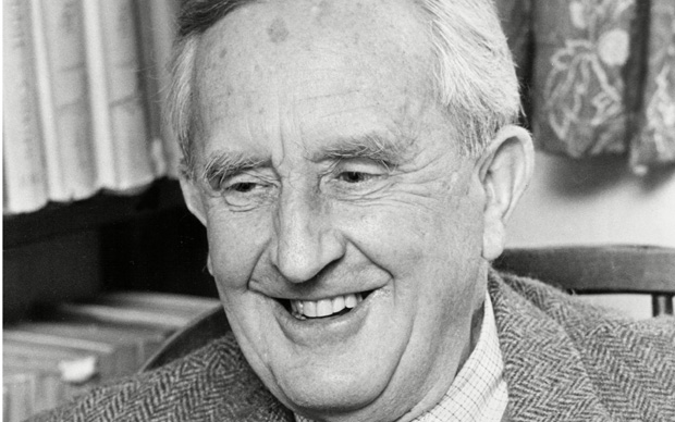 J.R.R. Tolkien laughing