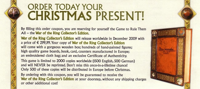 War of the Ring Collector's Edition Pre-order Flyer