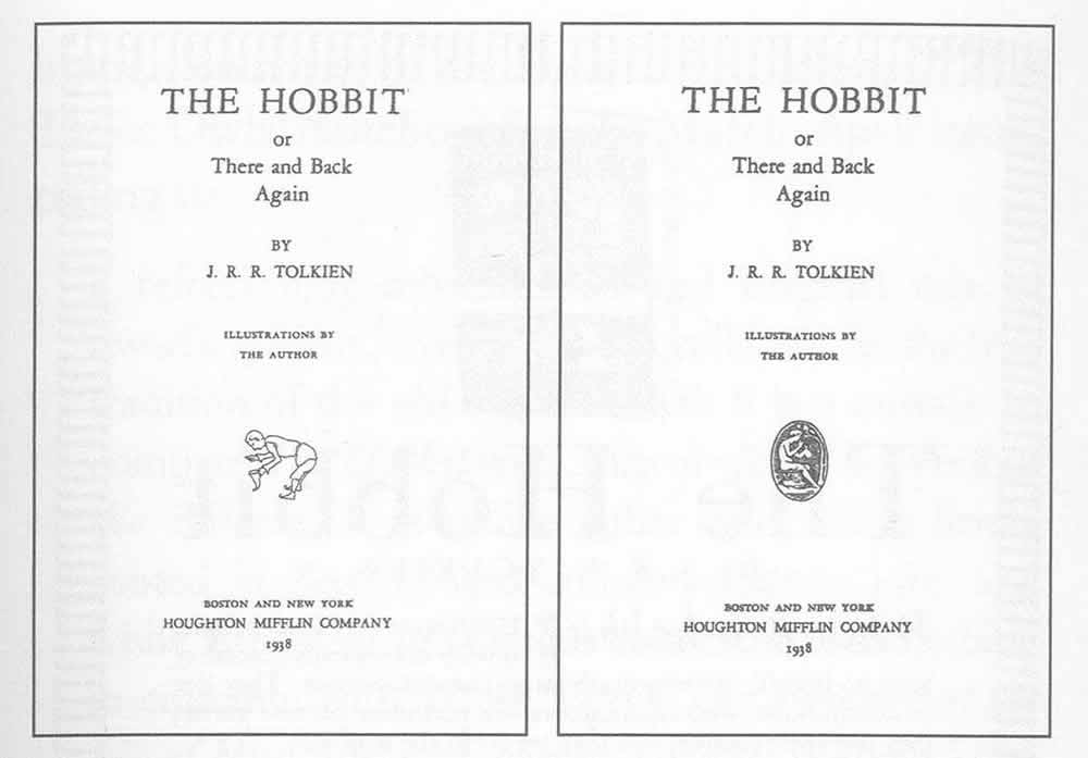title pages of the 1st US the Hobbit, different states