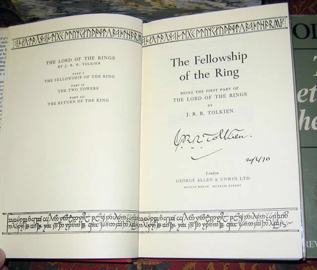 Rare Triple Signed and Dated UK 2nd Edition 2nd Impression Set of The Lord of the Rings from 1967 3