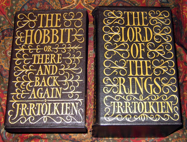 A custom Full Leather Clamshell Case to house your set of J.R.R. Tolkiens, The Lord of the Rings