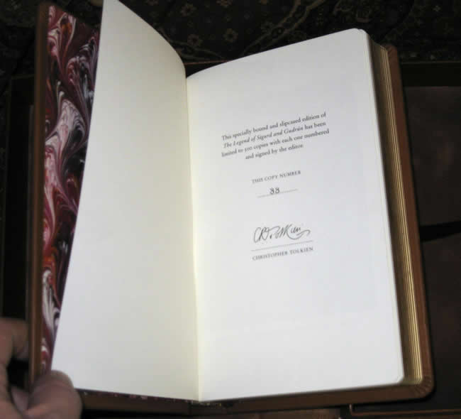 Copy number 88, edited and signed by his son, Christopher Tolkien, to the Limitation Notice.