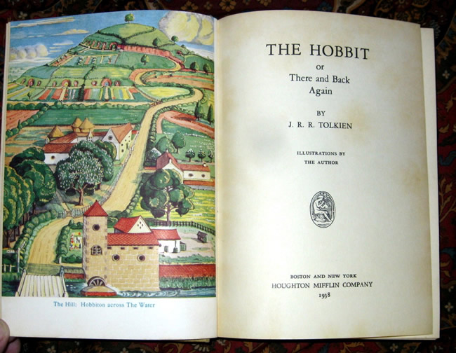 The Hobbit title page and the Hill drawing by Tolkien