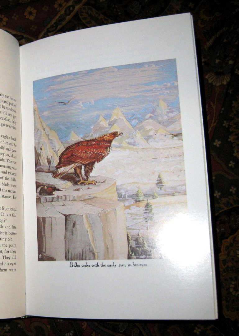 1st De Luxe Edition of 1976 The Hobbit, with the Tolkien line drawings colorized by H. E. Riddett.