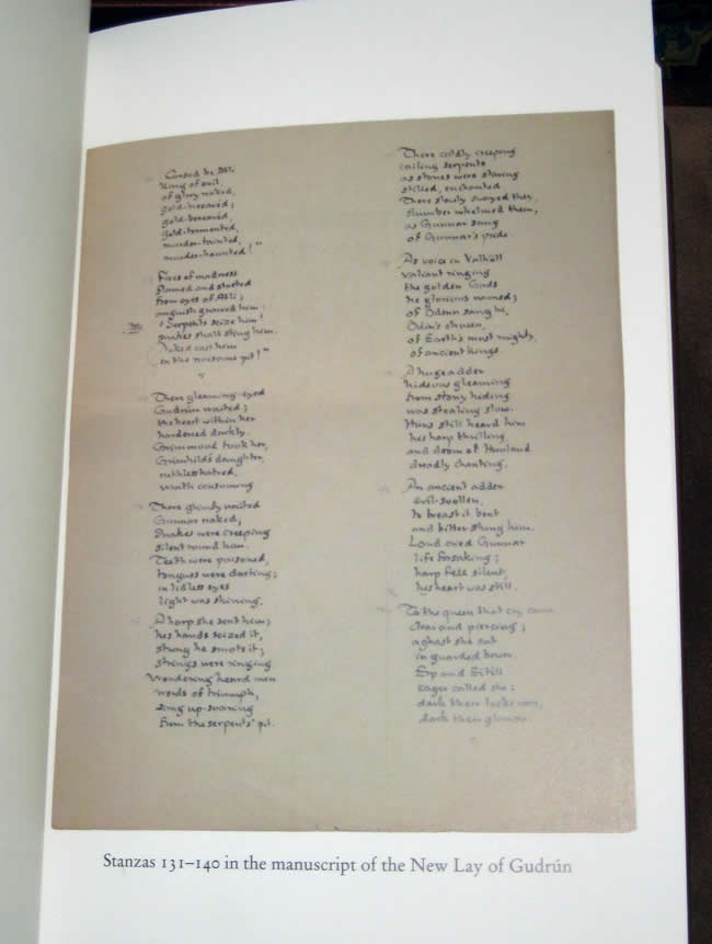 Features a color frontispiece of a facsimile page from J.R.R. tolkien's original manuscript. 