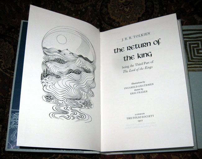 This is the first printing by the Folio Society, dated 1977, of J.R.R. tolkien's, The Return of the King.