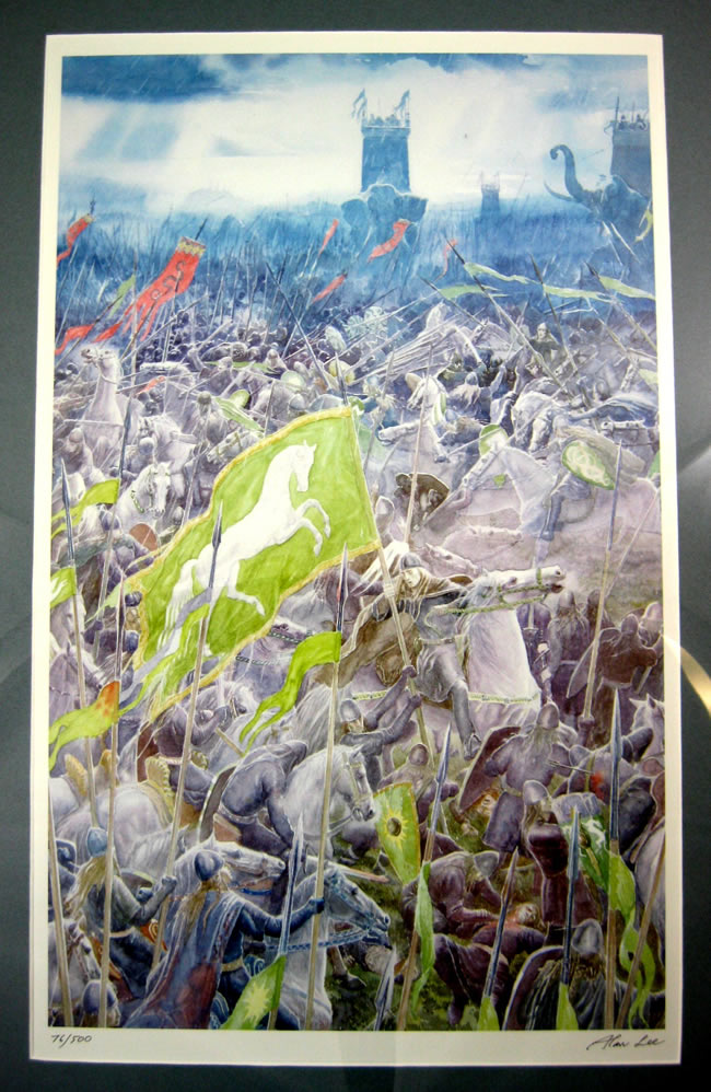 The Battle of the Pelennor Fields, Signed Limited Numbered Poster from the Alan Lee Illustrated Edition of The Lord of the Rings, Signed By Alan Lee