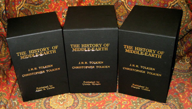 The History of Middle Earth, Three Custom Slipcases Gilt Stamped Faux Leather for the UK 12 Volume Series