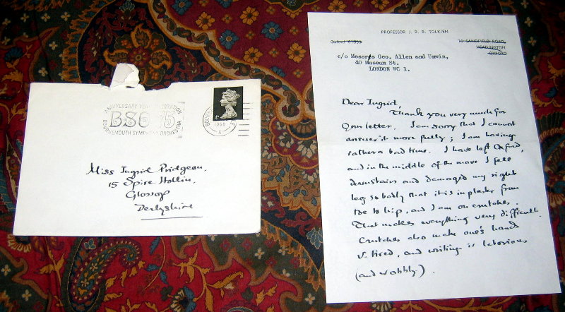 A Two Page Hand Written Letter from J.R.R. Tolkien, with hand addressed envelope, contains reference to Lord of the Rings