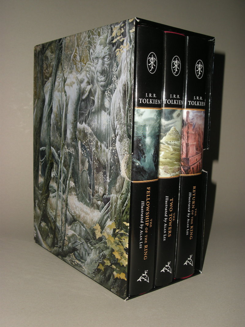 The Lord of the Rings by Houghton Mifflin - illustrated and signed by Alan Lee to all 3 volumes