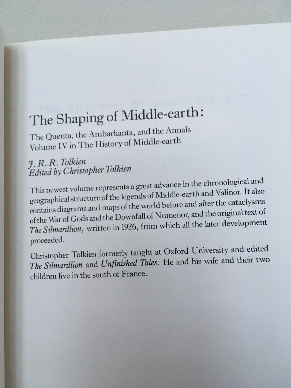 The Shaping of Middle-earth Uncorrected Proof US 1986 8