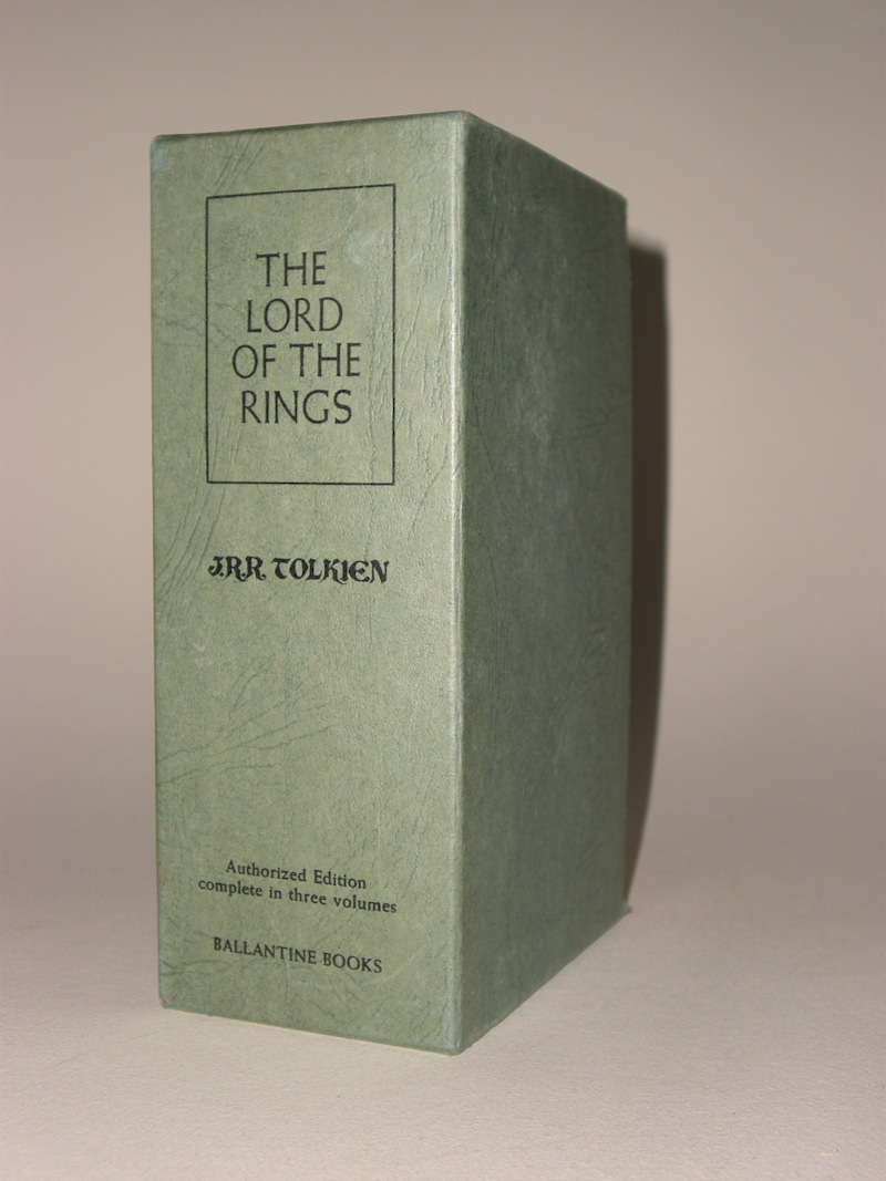 The Lord of the Rings, Paperback Book Boxset from 1965; 3 volumes in green slipcase, very first Ballantine slipcase