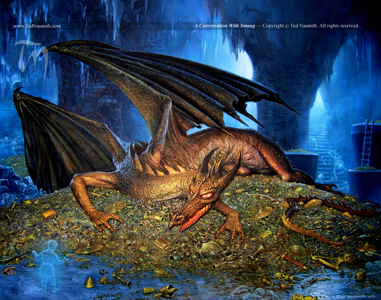 A Conversation with Smaug by Ted Nasmith