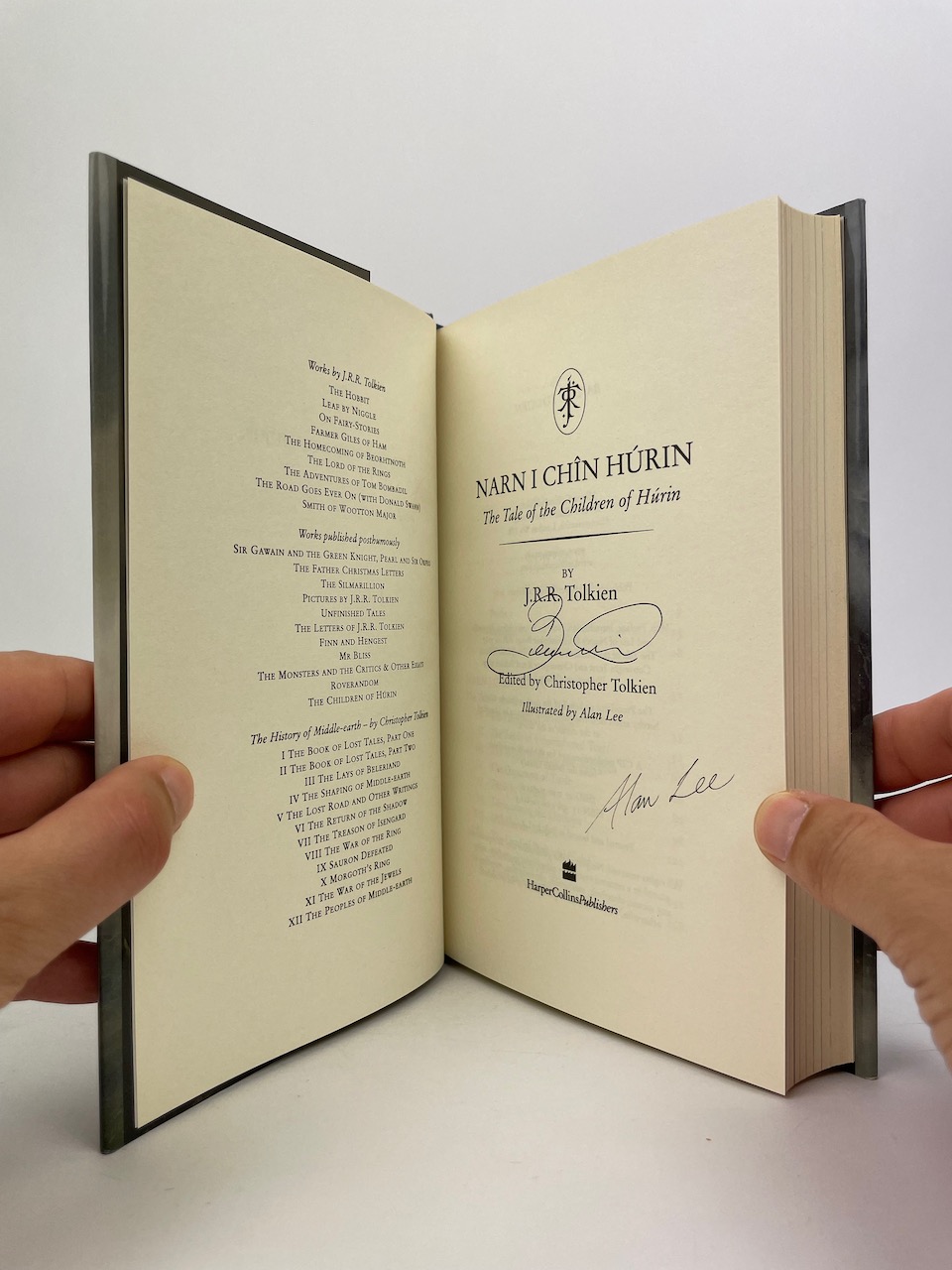 UK 1st Edition of The Children of Hurin, signed by Christopher Tolkien, Allan Lee and Bernard Hill 6