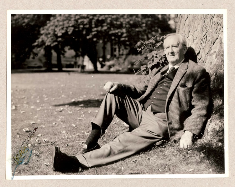 Original photograph of J.R.R. Tolkien signed and dedicated to Patrick Hunt, plus signed letter