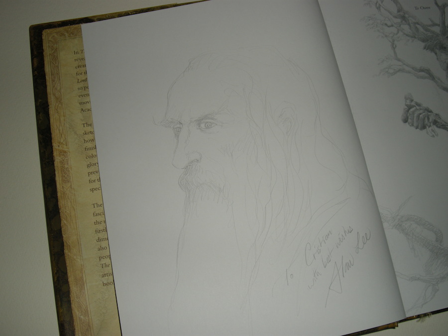 The Lord of the Rings Sketchbook By Alan Lee,1st edition, with hand drawn sketch by Alan Lee