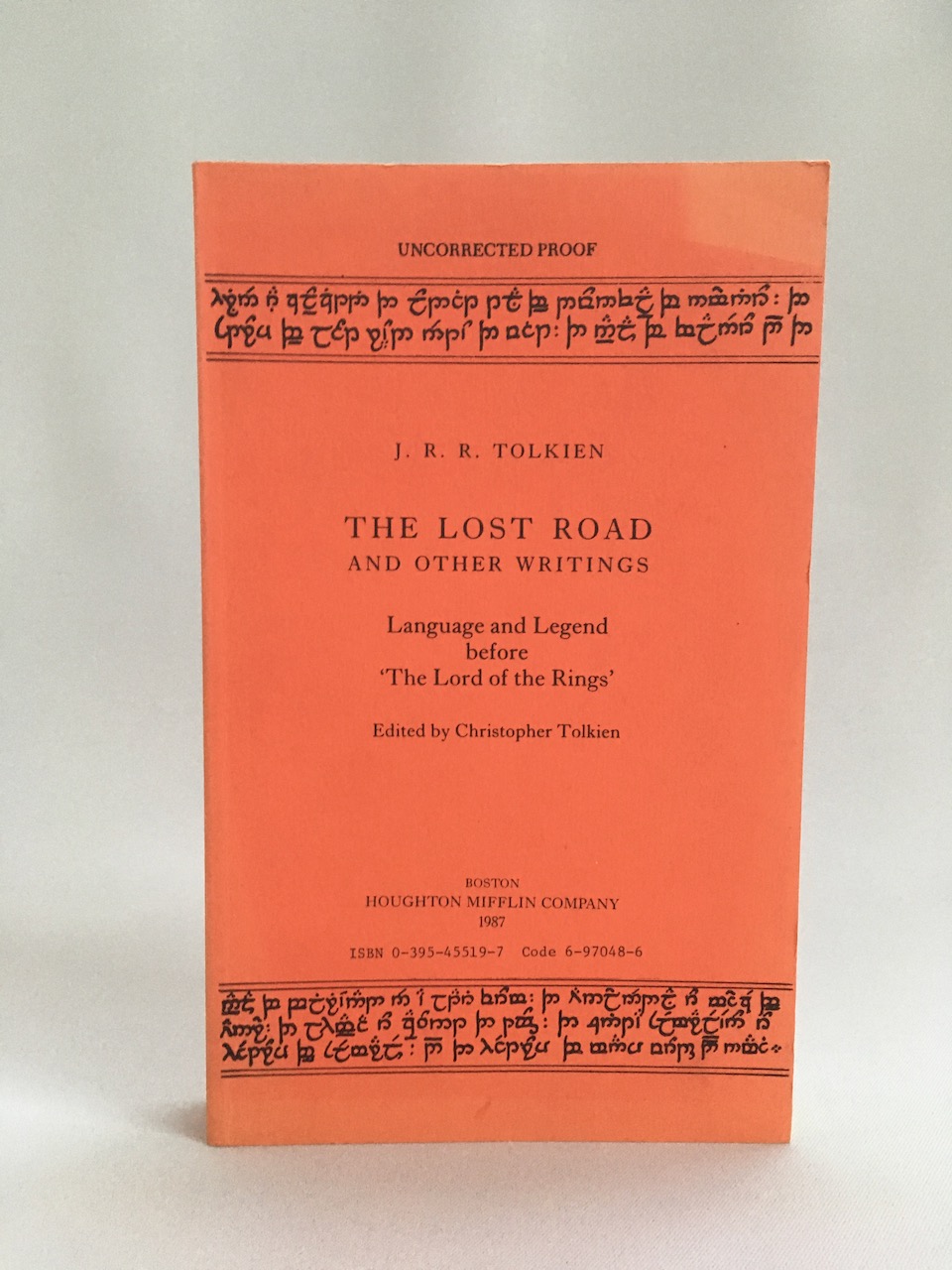 Advance Uncorrected Proof of The Lost Road and Other Writings edited by Christoper Tolkien