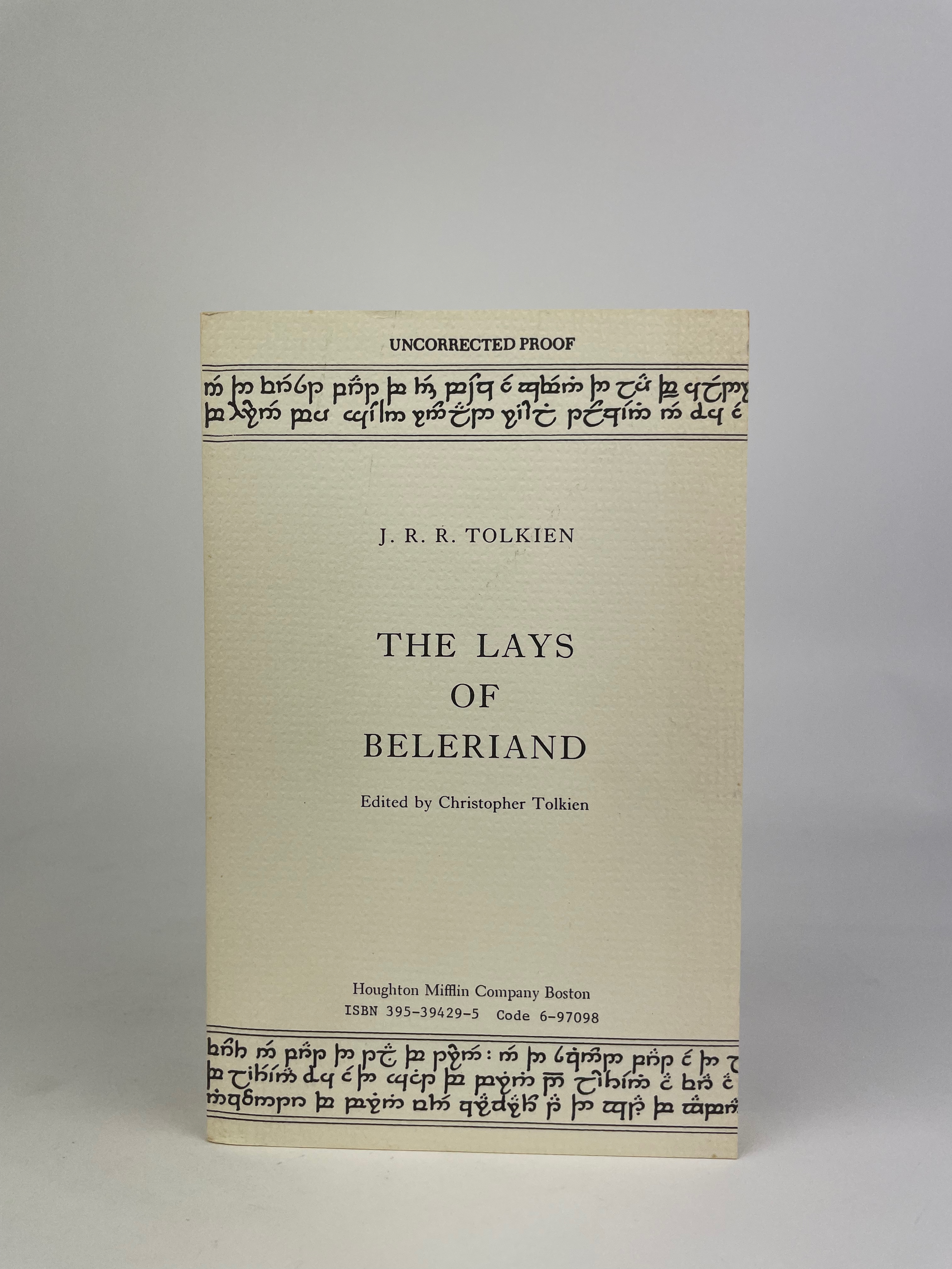 Advance Uncorrected Proof of The Lays of Beleriand (Book of Lost Tales III) edited by Christoper Tolkien