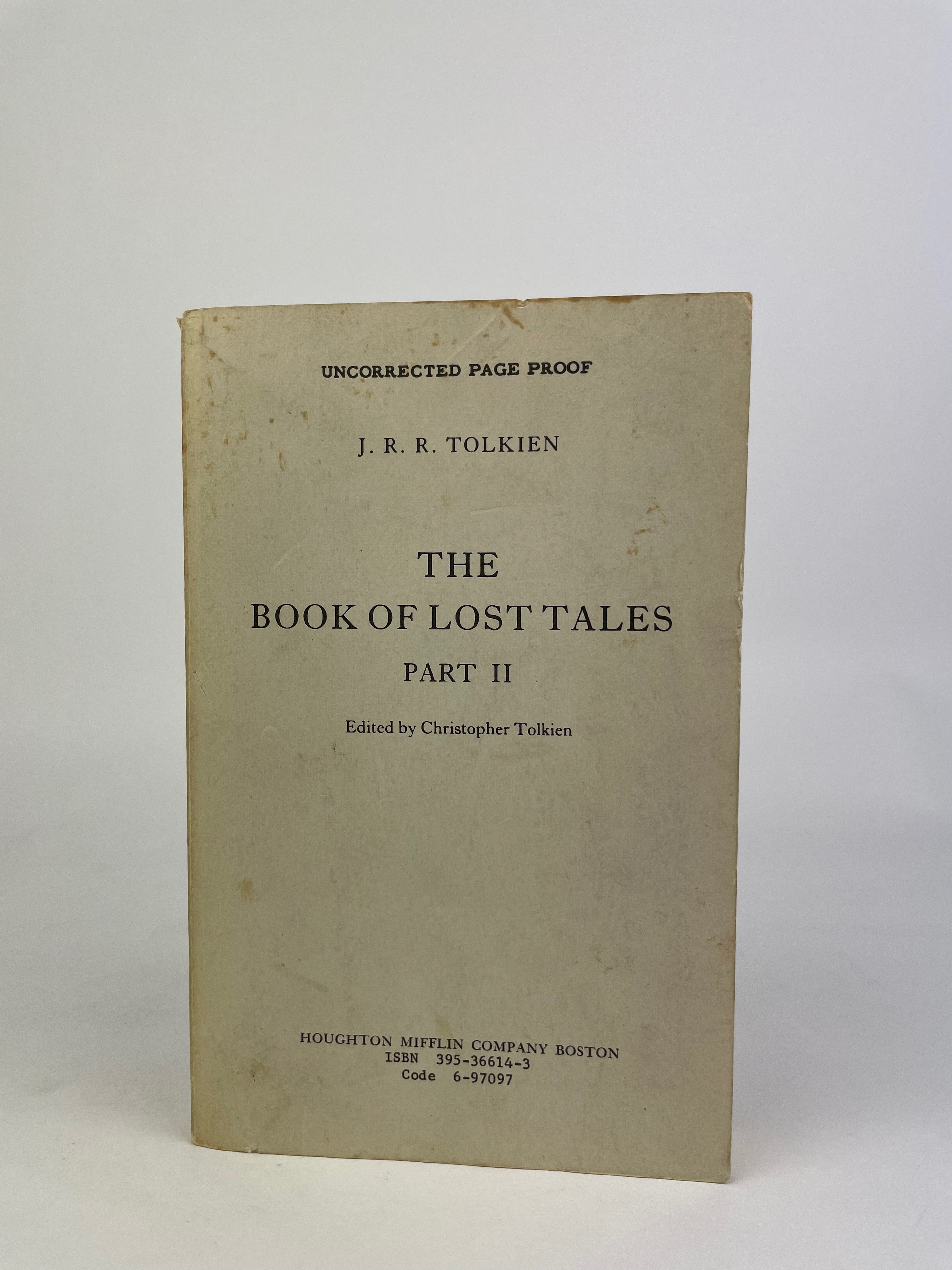 Advance Uncorrected Proof of The Book of Lost Tales II edited by Christoper Tolkien