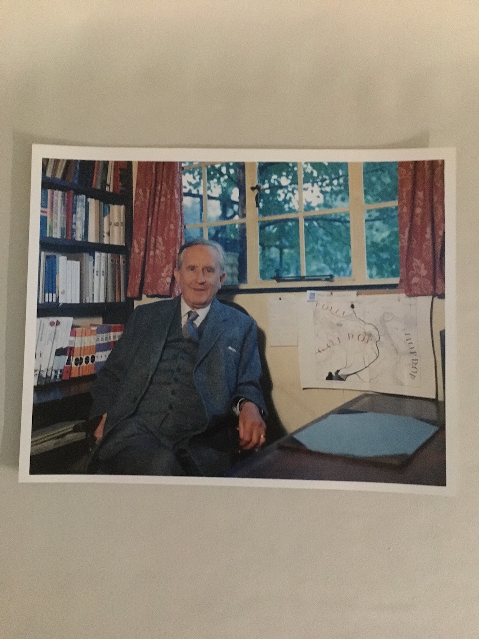 Exclusive Photographic Print: J.R.R. Tolkien seated in his study beside a map of Middle-earth