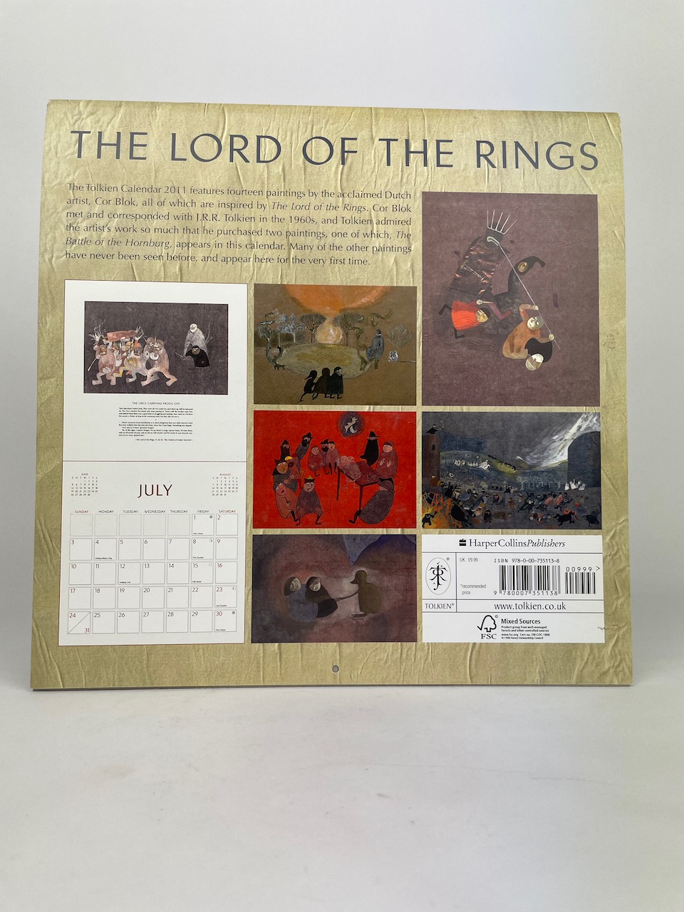 Tolkien Calendar 2011 features 13 paintings by the artist Cor Blok - signed 2