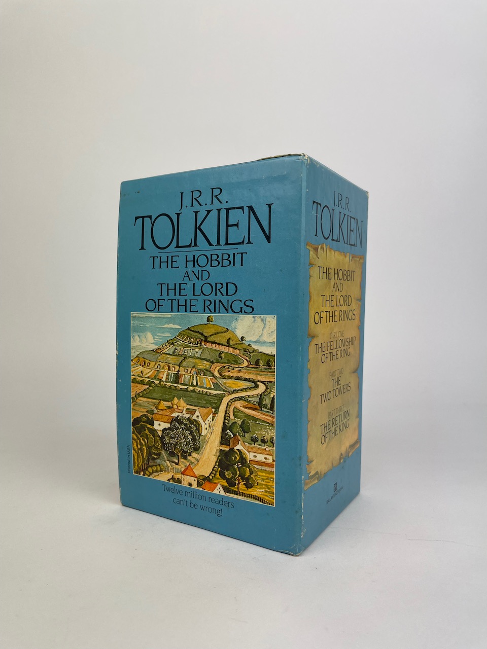The Hobbit and The Lord of the Rings, Four Paperback Book Boxset from 1986, Blue Slipcase art by J.R.R. Tolkien 4