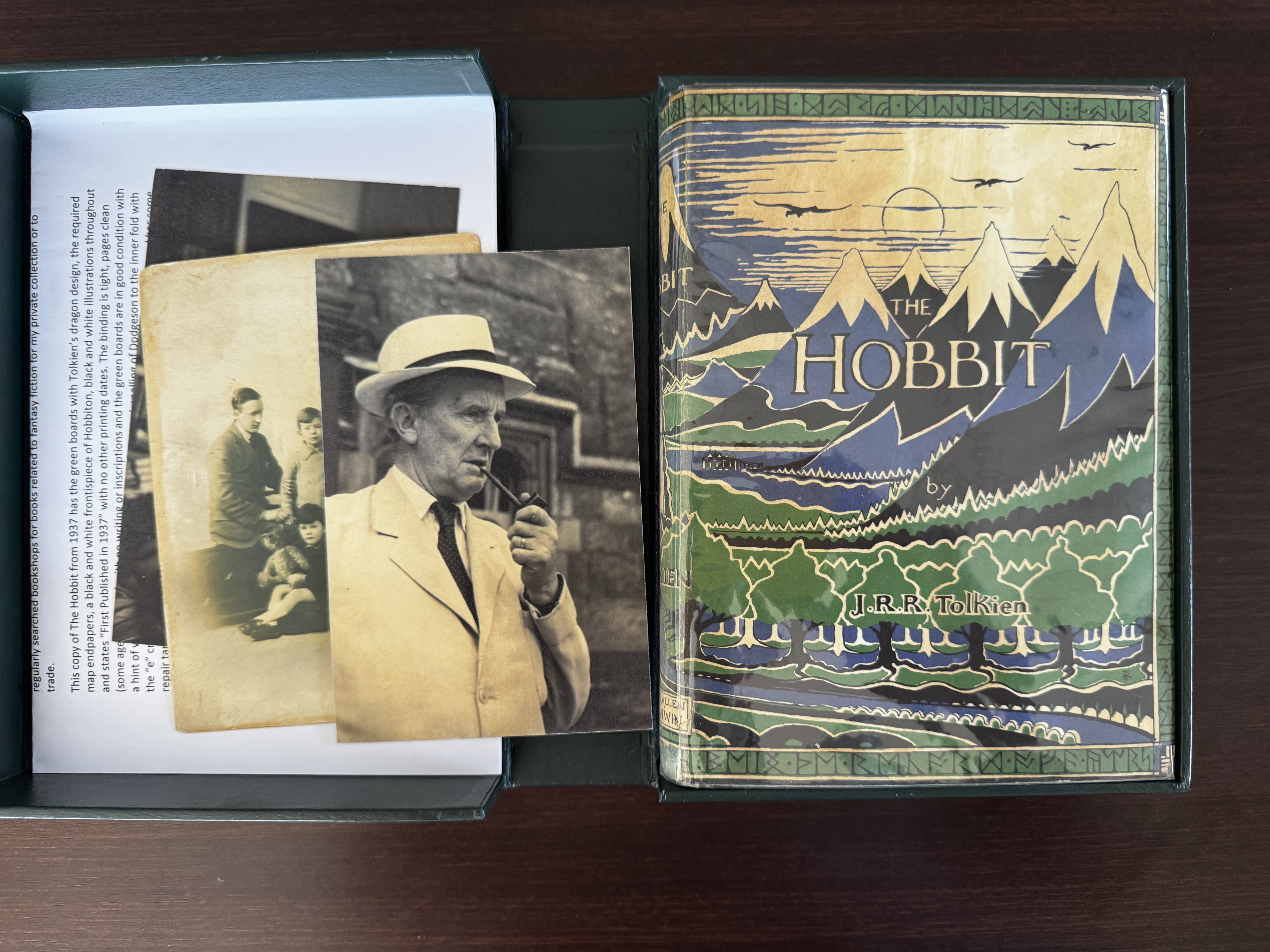 The Hobbit by J.R.R. Tolkien — First Edition, First Impression (1937) with Dust Jacket, Maps & Clamshell Case 