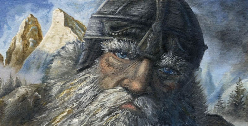 Gimli at Caradhras - limited hand embellished print by Jay Johnstone