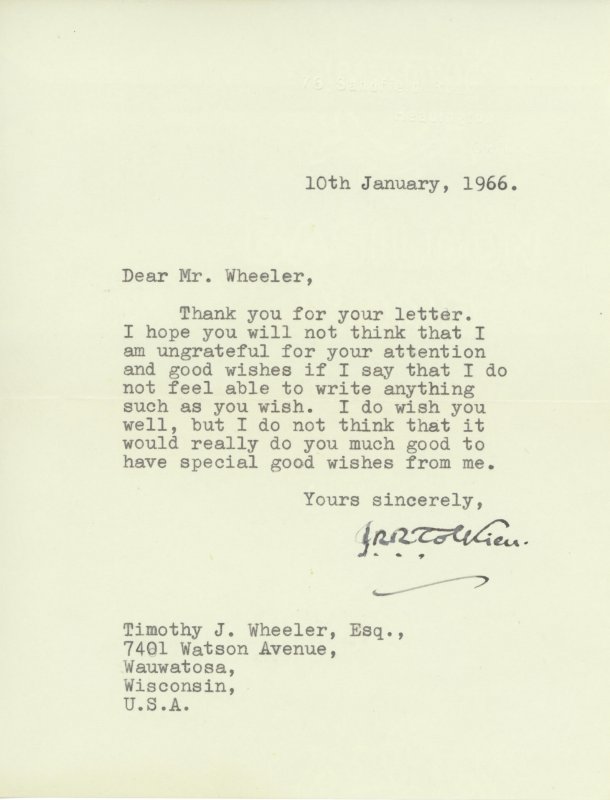 Typed Letter Signed J.R.R. Tolkien