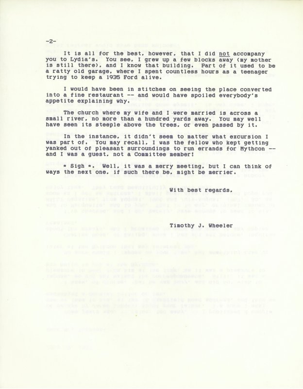 Letter by Timothy Wheeler to Tolkien