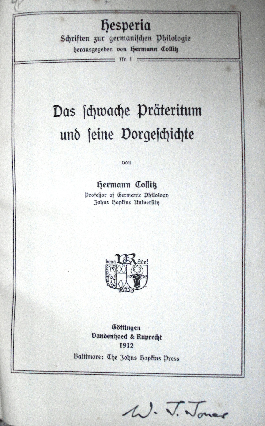 Das schwache Präteritum und seine Vorgeschichte, signed by J.R.R. Tolkien