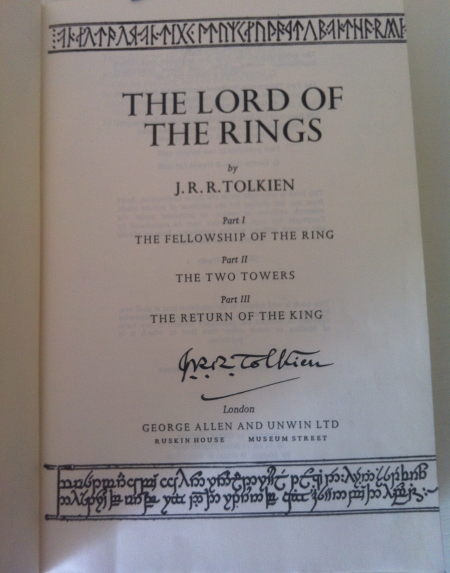 The Lord of the Rings by JRR Tolkien 1st single volume paperback, with a beautiful black ink signature by JRR Tolkien